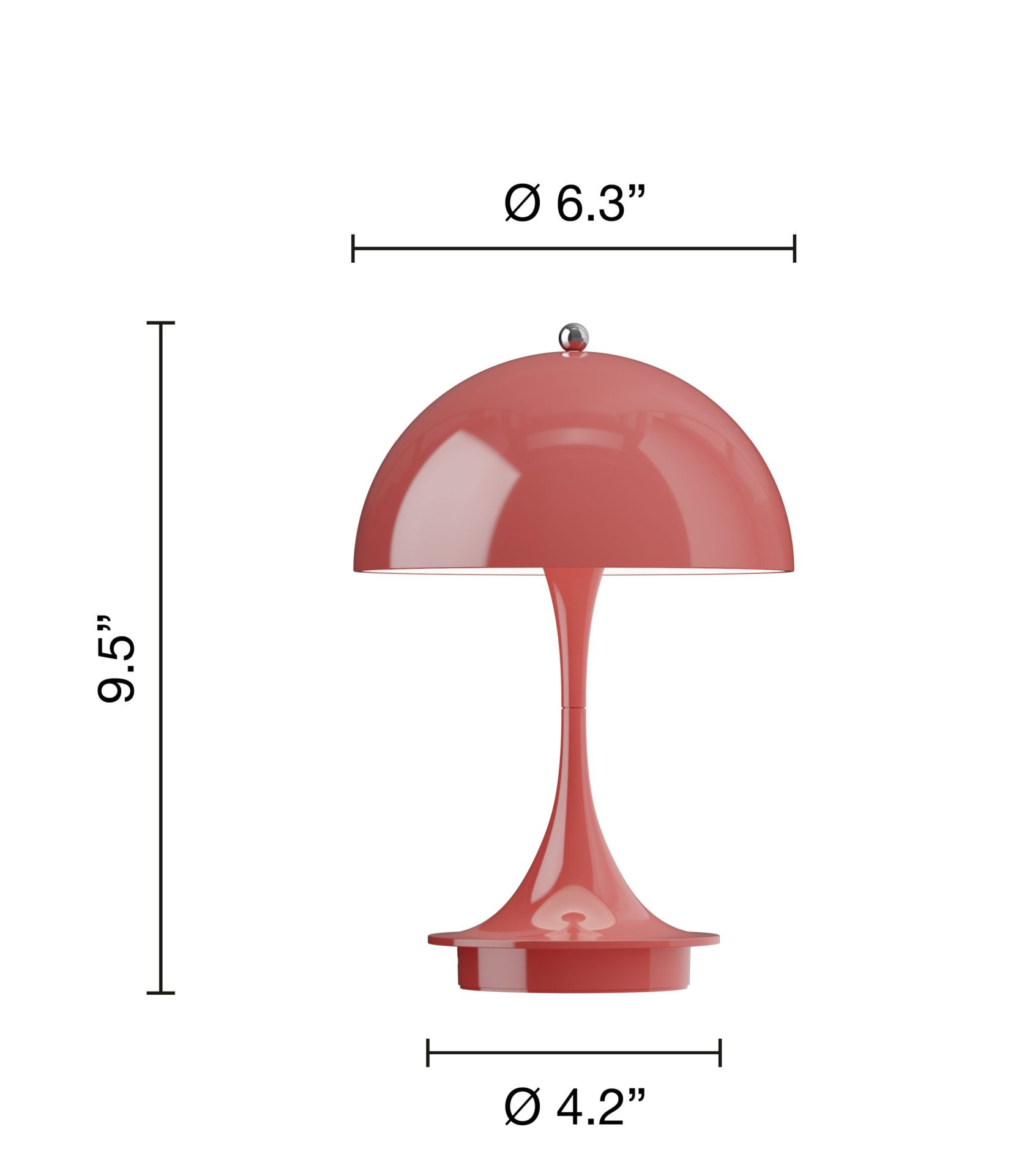 Panthella 160 Portable V3 rechargeable LED table lamp Indoor/Outdoor Louis Poulsen Opaque coral