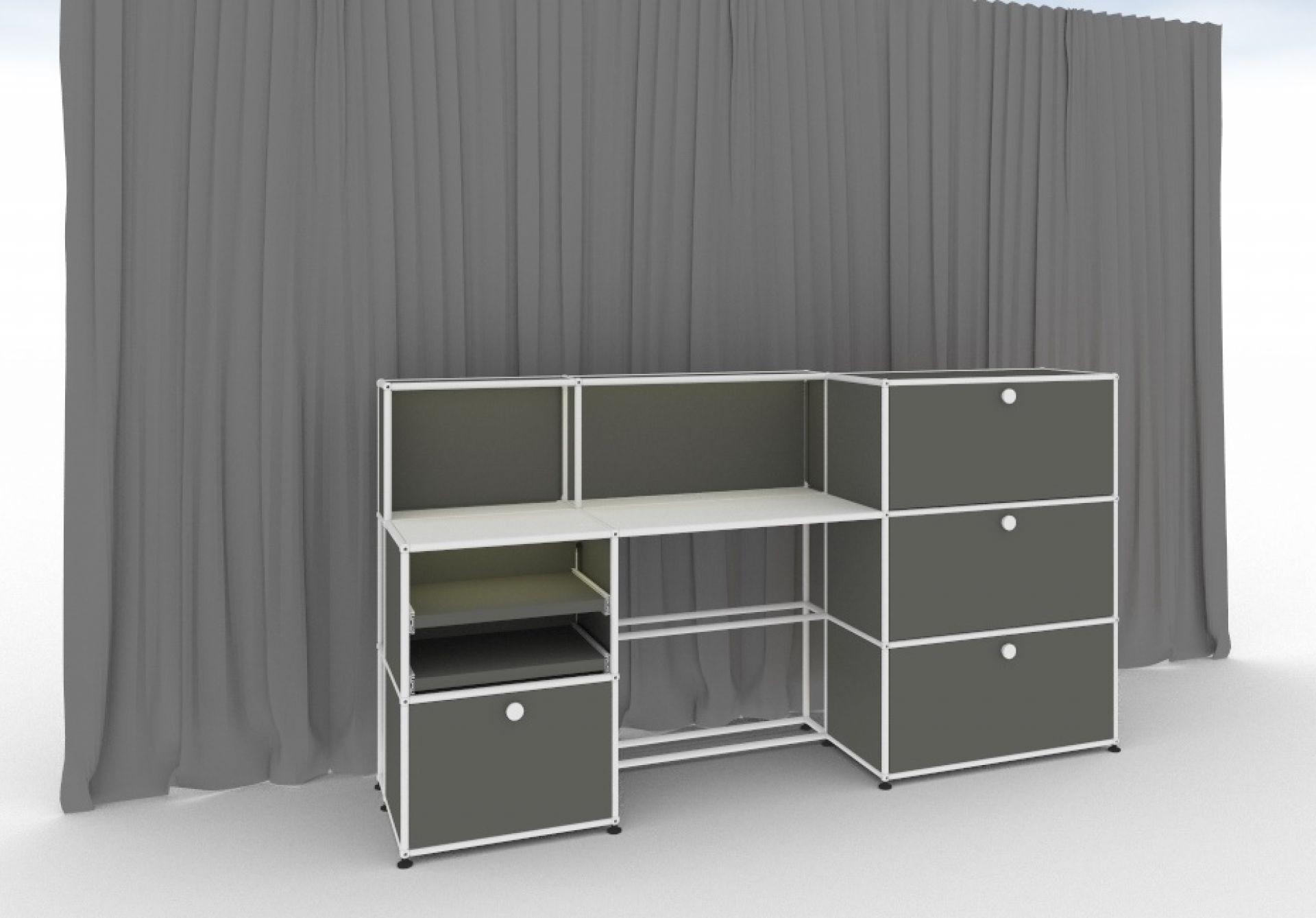 E worktable illuminated medium gray USM Haller
