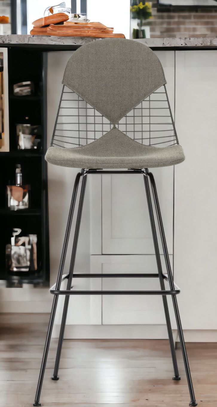 Eames Wire Bar Stool Bar stool High with seat and backrest upholstery Vitra