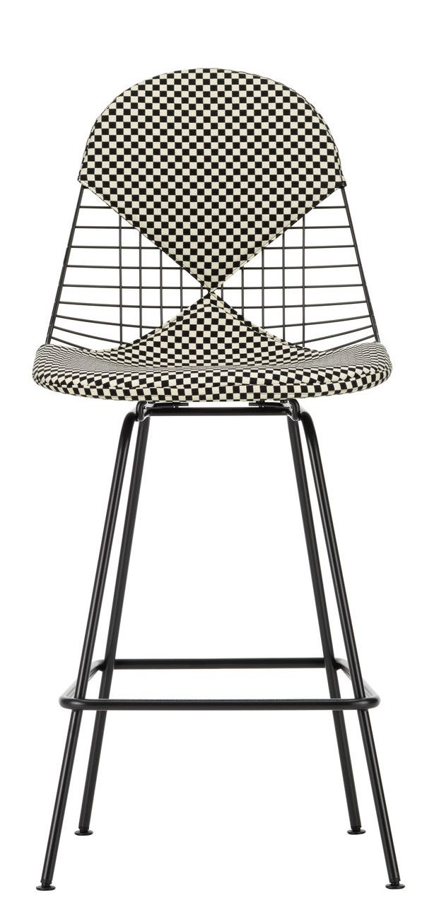 Eames Wire Bar Stool Medium with seat and back cushion Vitra  