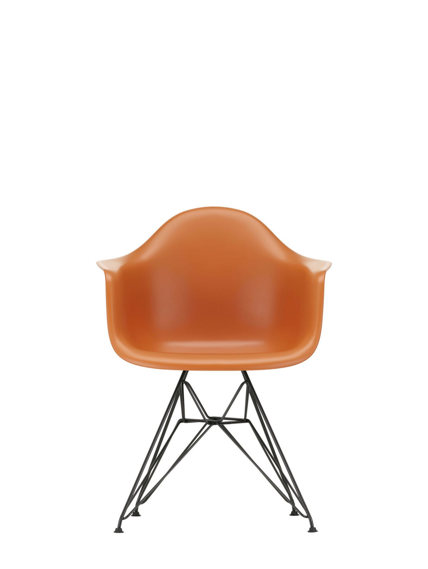 Eames Plastic Arm Chair DAR Stuhl von Vitra in Kieselstein mit verchromtem Gestell.