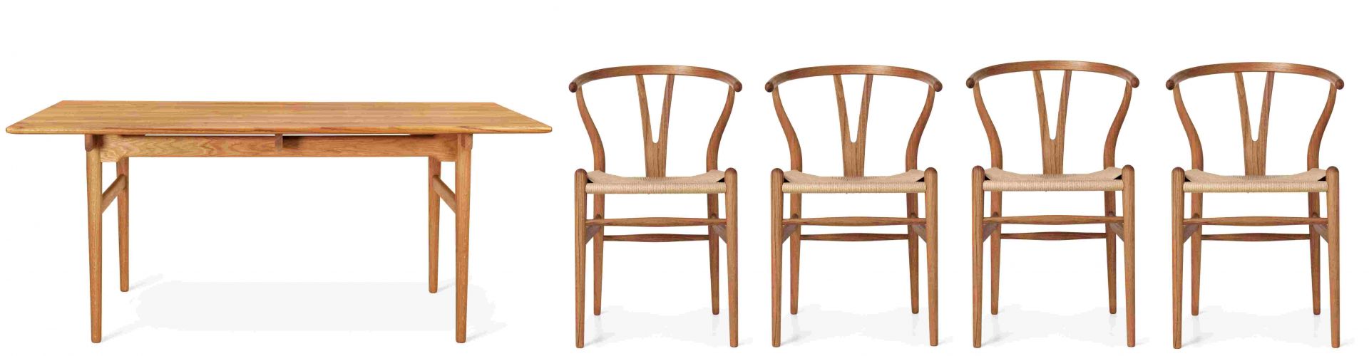 Dining Set 1 CH327 W 190 cm + 4x CH24 Chair Teak Carl Hansen & Søn