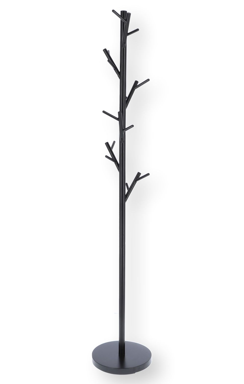 Schwarzer Tree Kleiderständer von Jan Kurtz mit runder Basis und mehreren Aufhängern in Baumform.