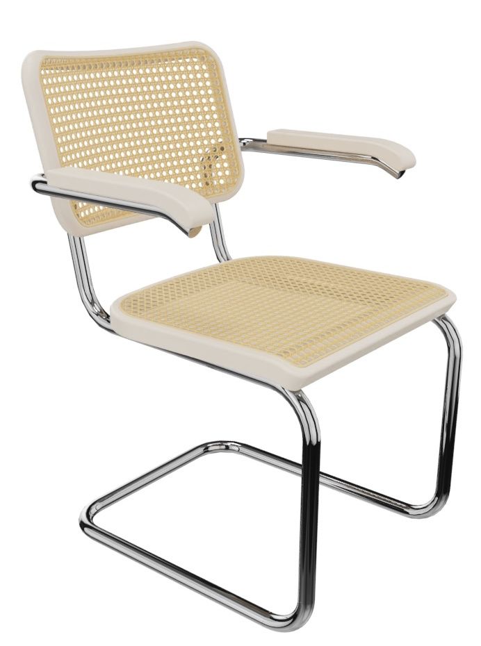 S 64 V tubular steel classic cantilever chair CHROME / BEECH WHITE GLAZED Thonet SINGLE PIECES