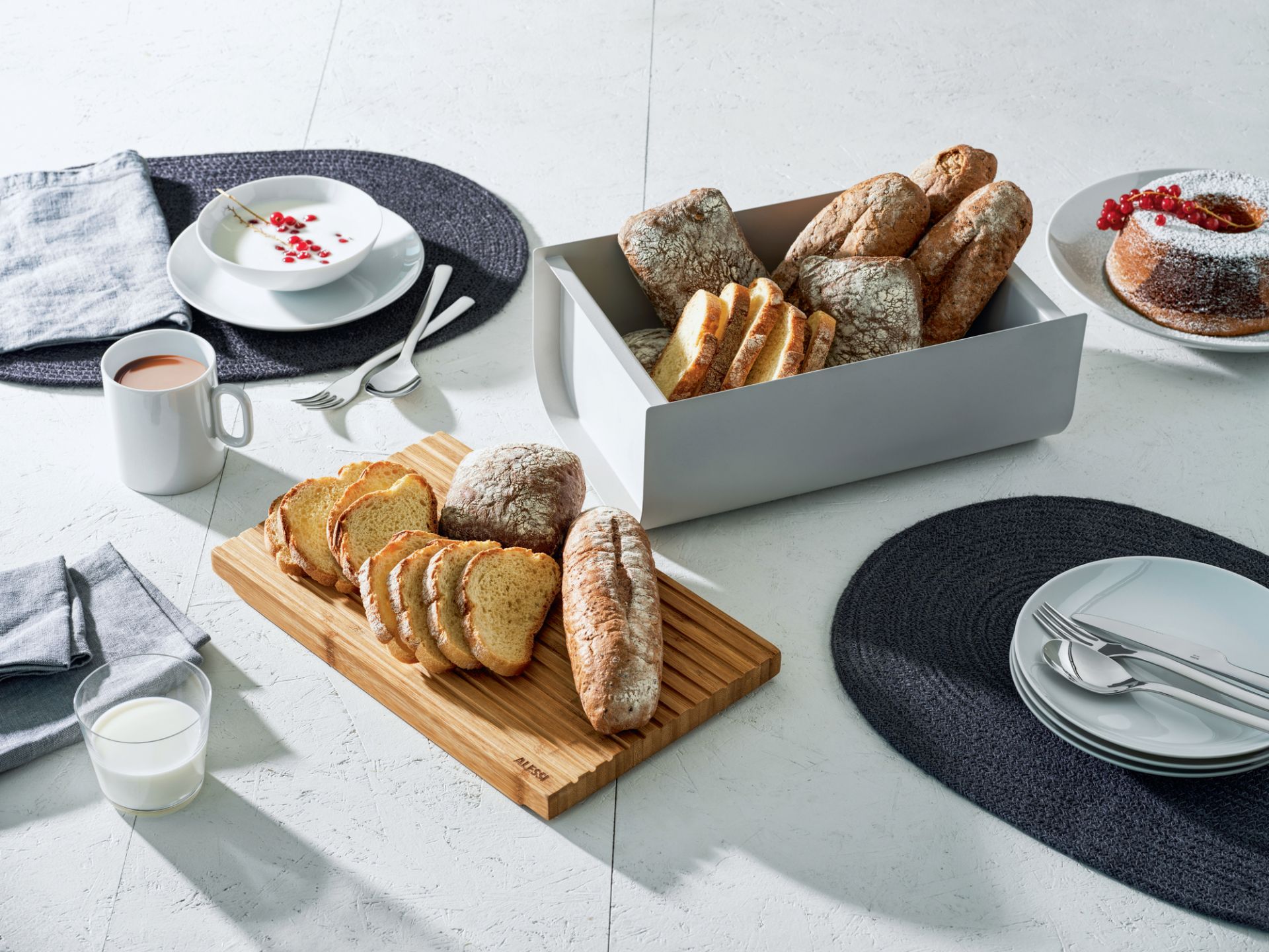 Mattina Bread Box Made of Steel Warm Grey Alessi