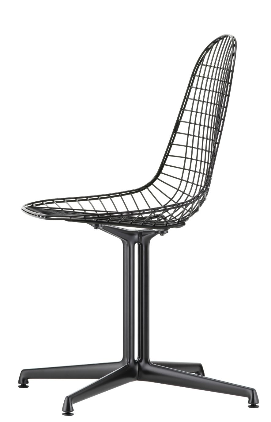 Schwarzer DKL Wire Chair Stuhl von Vitra, ungepolstert, aus Drahtgeflecht mit filigranem Untergestell.