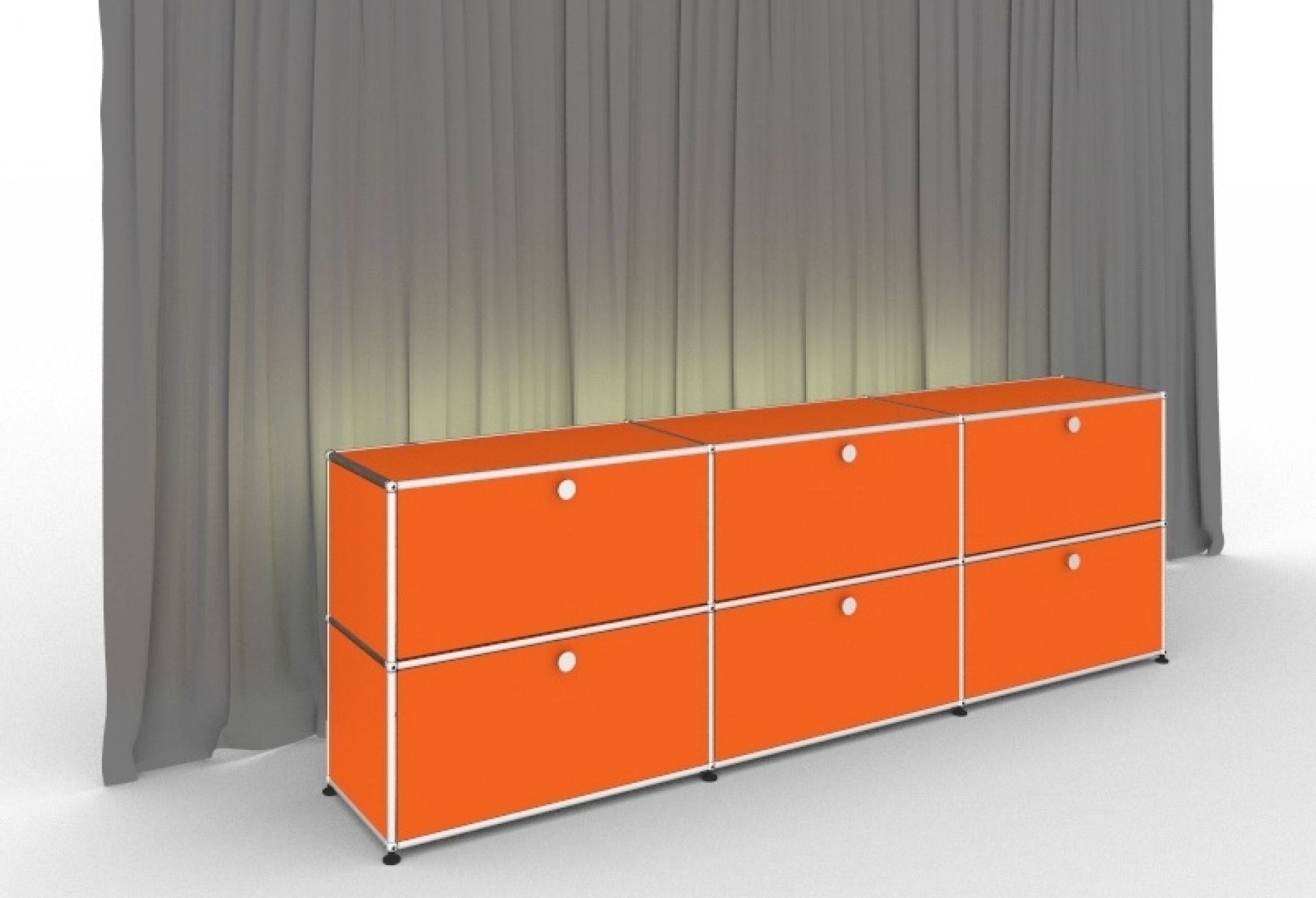 E illuminated Sideboard 6 folding doors pure orange USM Haller