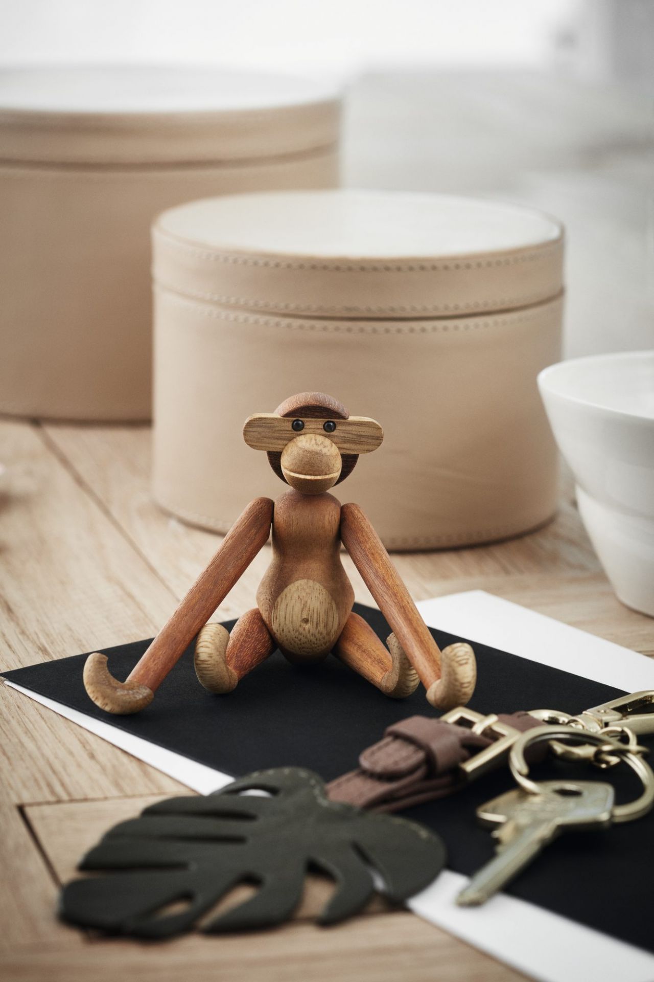 Monkey mini wooden figure teak Kay Bojesen