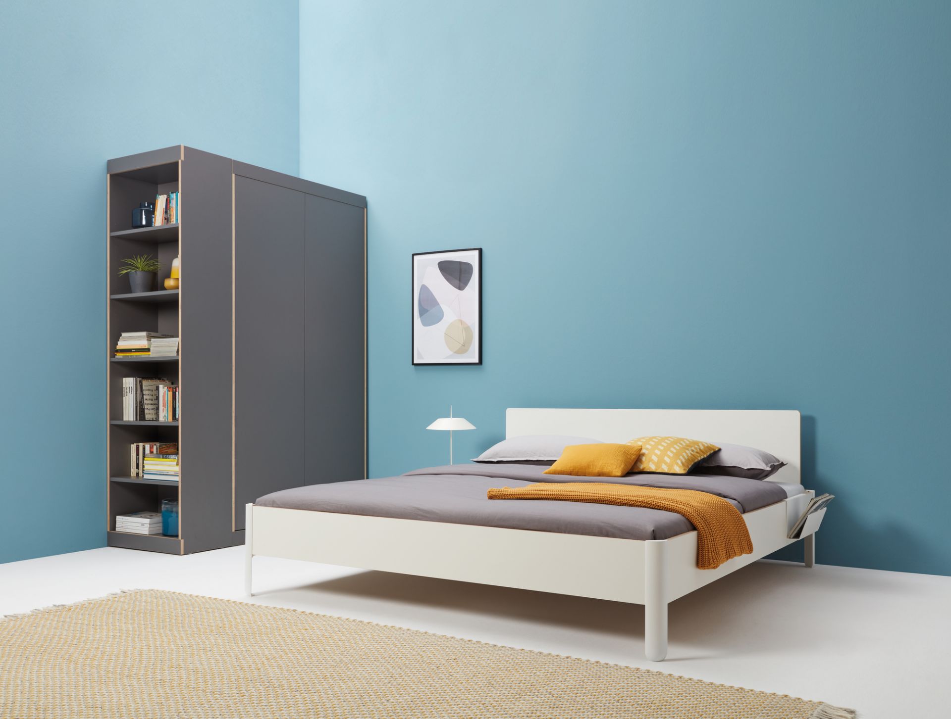 Nait Bed with headboard CPL white Müller Möbelwerkstätten