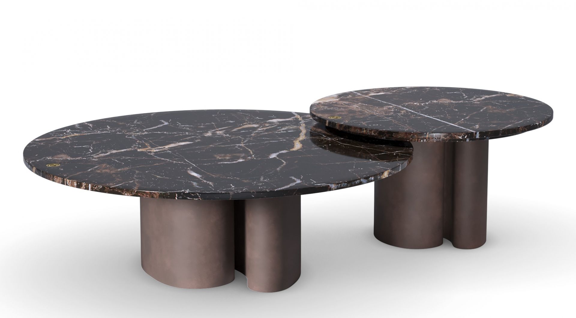 Ombo Petit Set Couch and Side Table Saint Laurent Marble and Sciocolatto Nubuck Mansi London