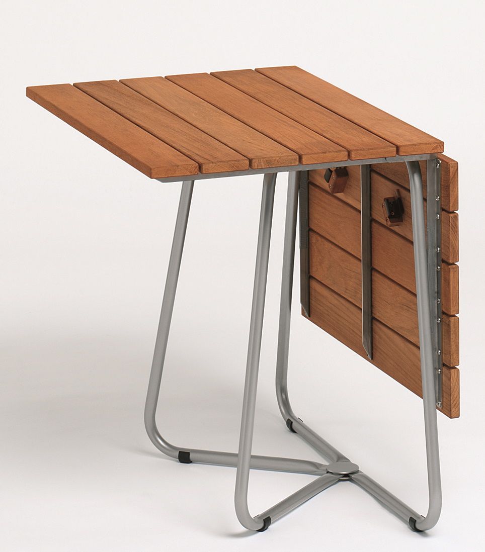 Balcony Folding Table Stainless Steel Frame Teak Weishäupl