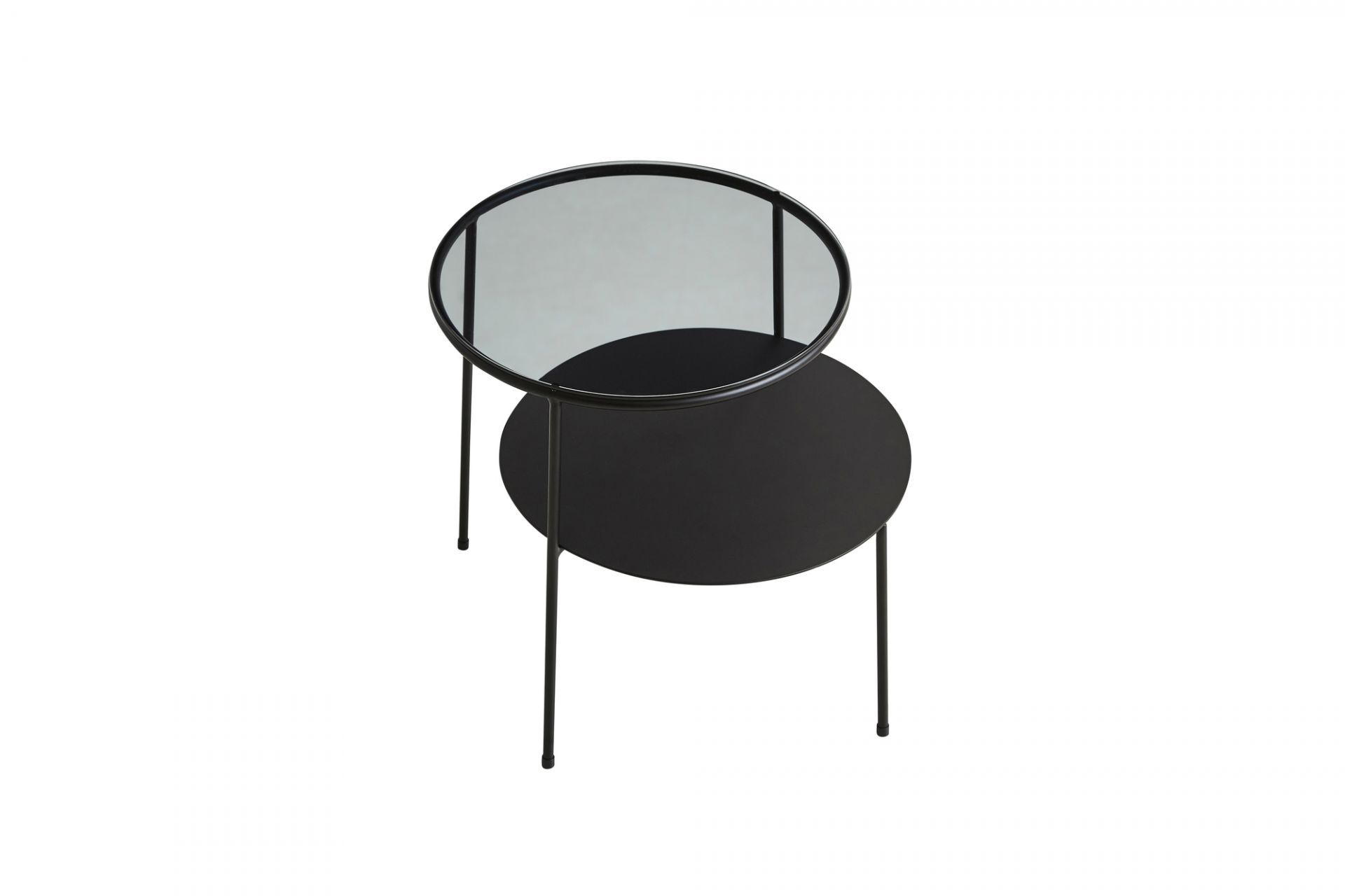 Duo Side Table Black with Dark Smoked Glass Woud