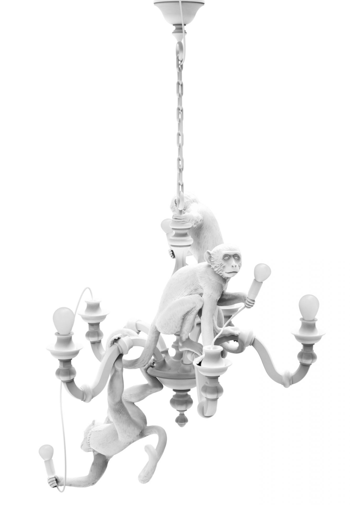 Monkey Chandelier Pendant light Seletti White