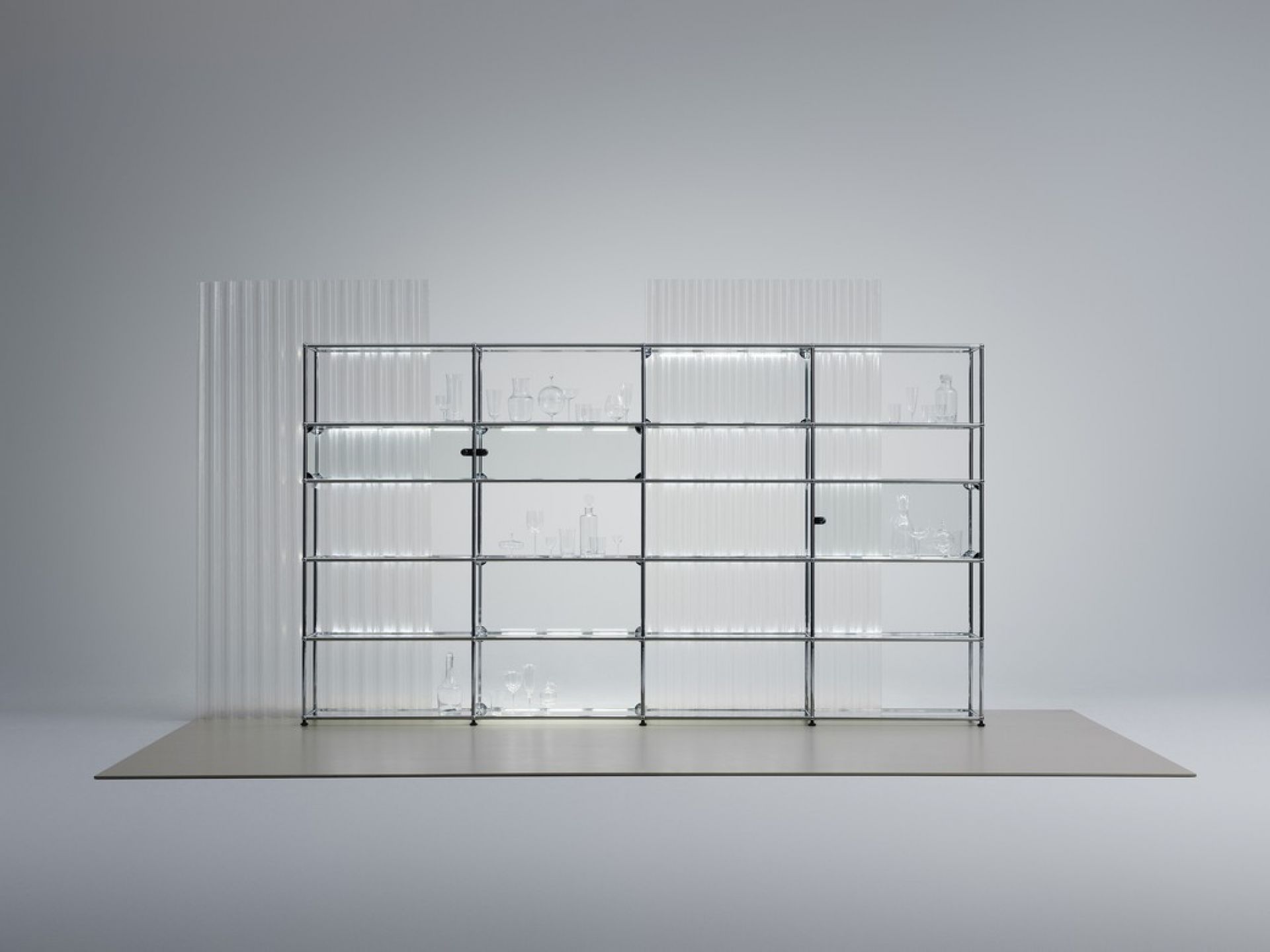 E Sideboard illuminated 9 drawers matt silver USM Haller – QUICK SHIP