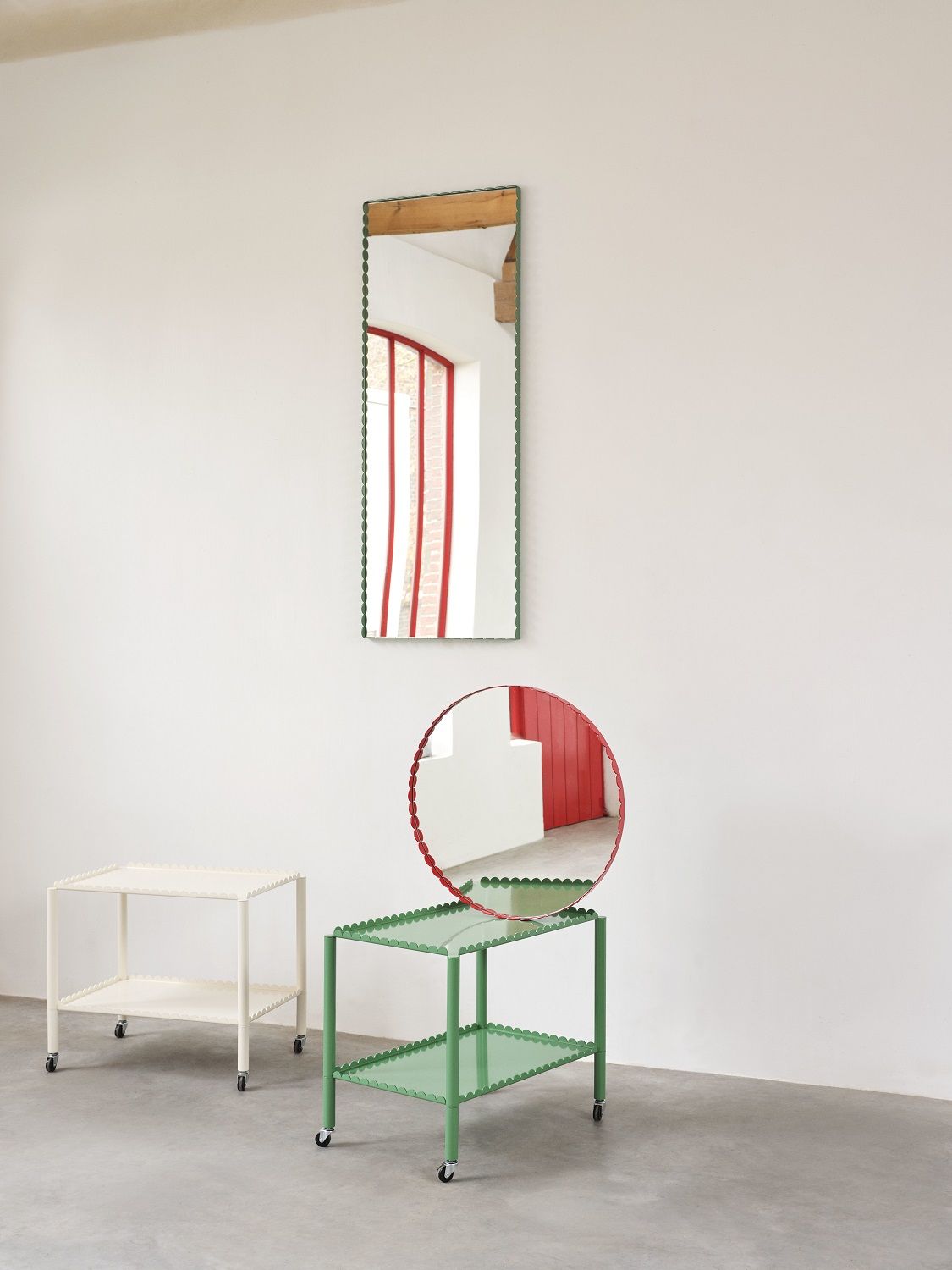 Arcs Mirror Rectangle Green/Burgundy Hay