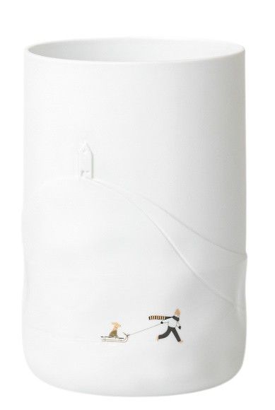 Snow day vase dog sled wheels