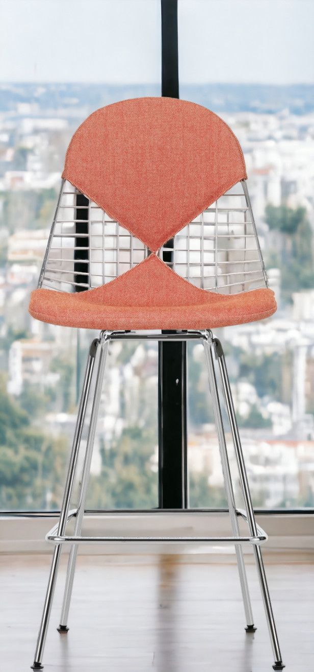 Eames Wire Bar Stool Medium with seat and back cushion Vitra  