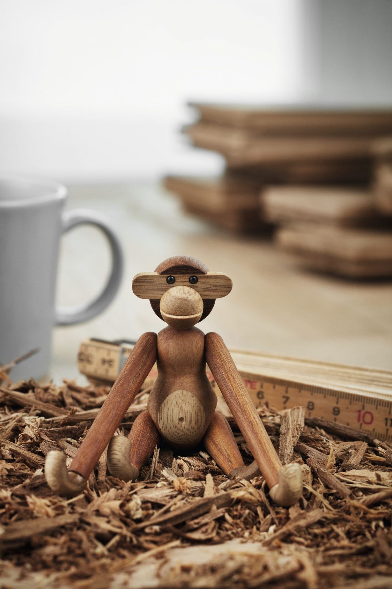 Monkey mini wooden figure teak Kay Bojesen