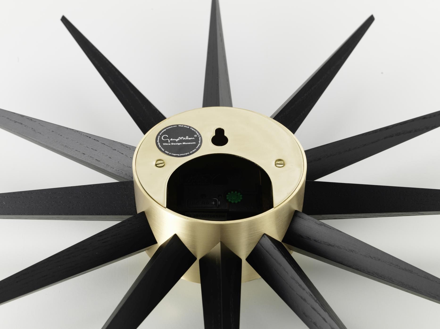 Sunburst Clock Wall Clock - black / brass Vitra