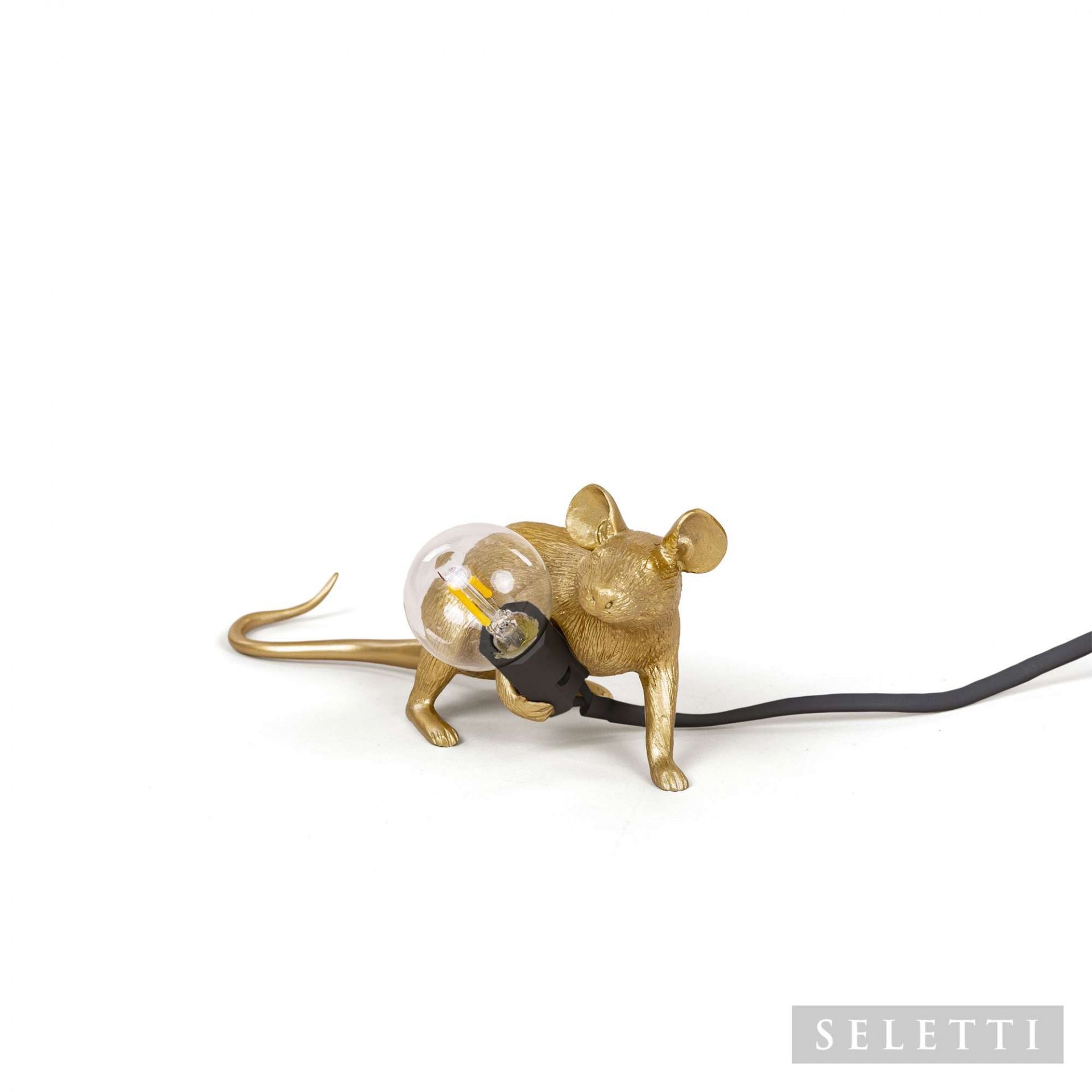Mouse Lamp gold Lop with USB Seletti 