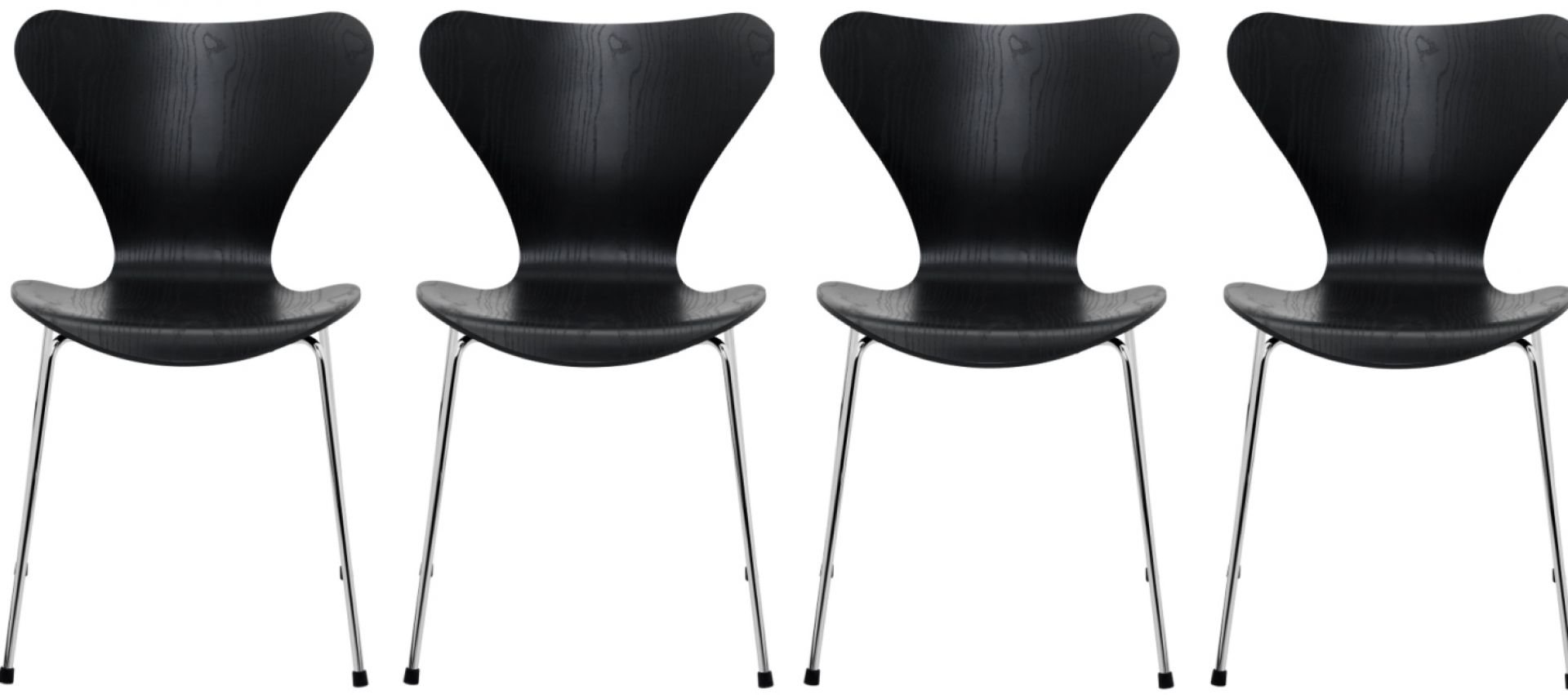 Seven / Series Chair 3107 Ash Set of 4 Fritz Hansen Black