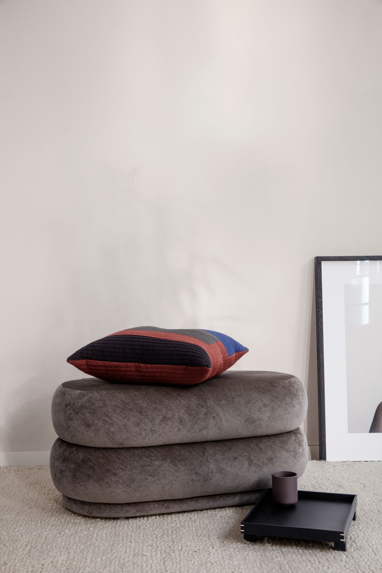 Pouf Oval Faded Velvet Stool Medium Ferm Living Forest