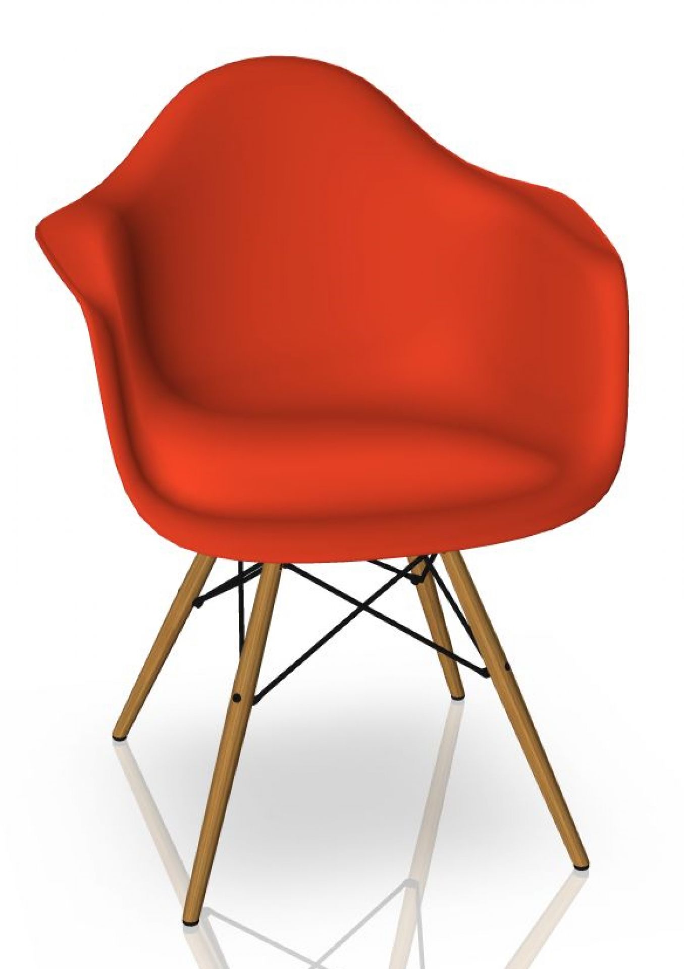 Eames Plastic Arm Chair DAW Chair Vitra Ash - Poppy red
