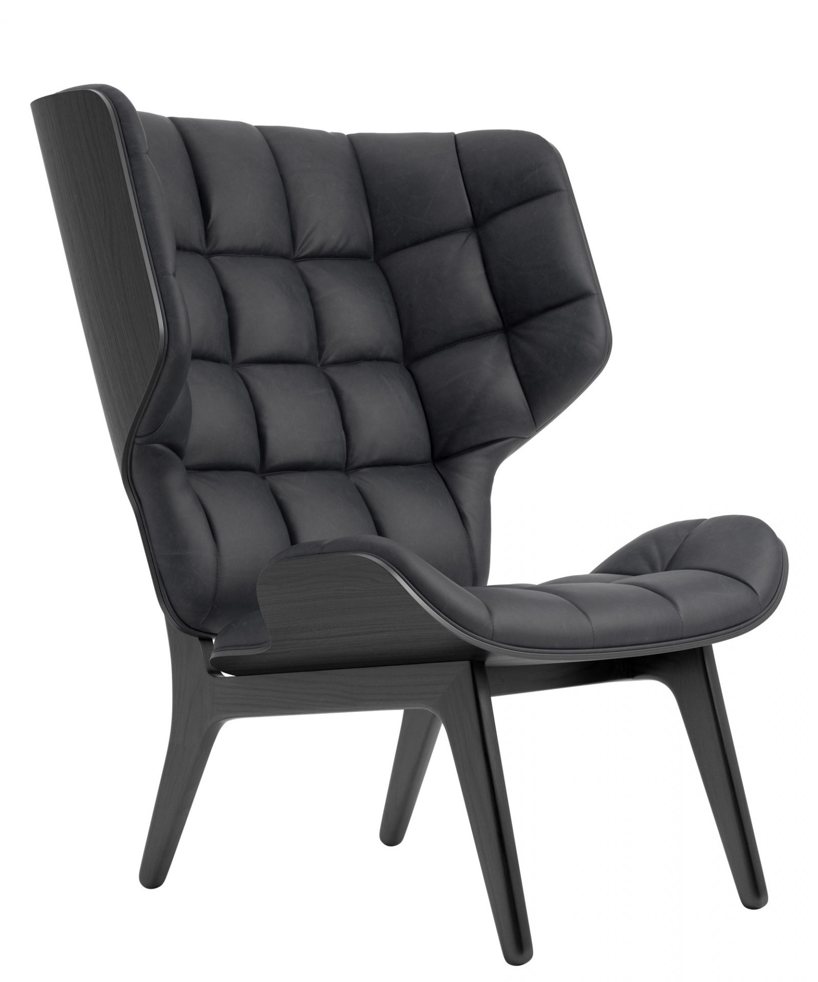 Mammoth Chair Sessel mit schwarzem Dunes Lederbezug und Eichenholzgestell von NORR11. Design Sessel.