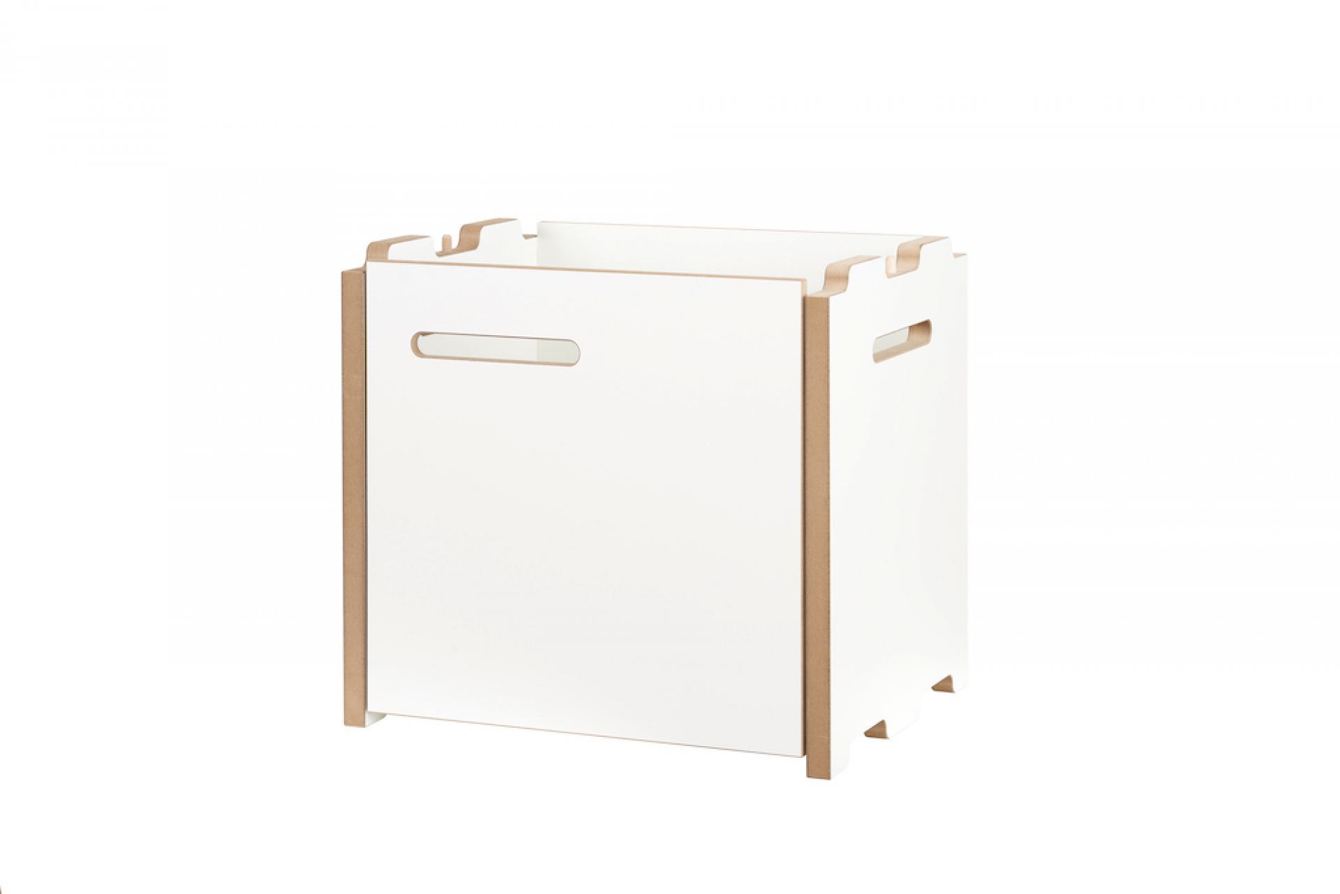 Tojo Halbstark Add-on Module with Door Right Shelf Series Tojo Tojo Halbstark Anbaumodul mit Tür rechts, weißes Regalmodul aus Holz für flexible Regalsysteme.