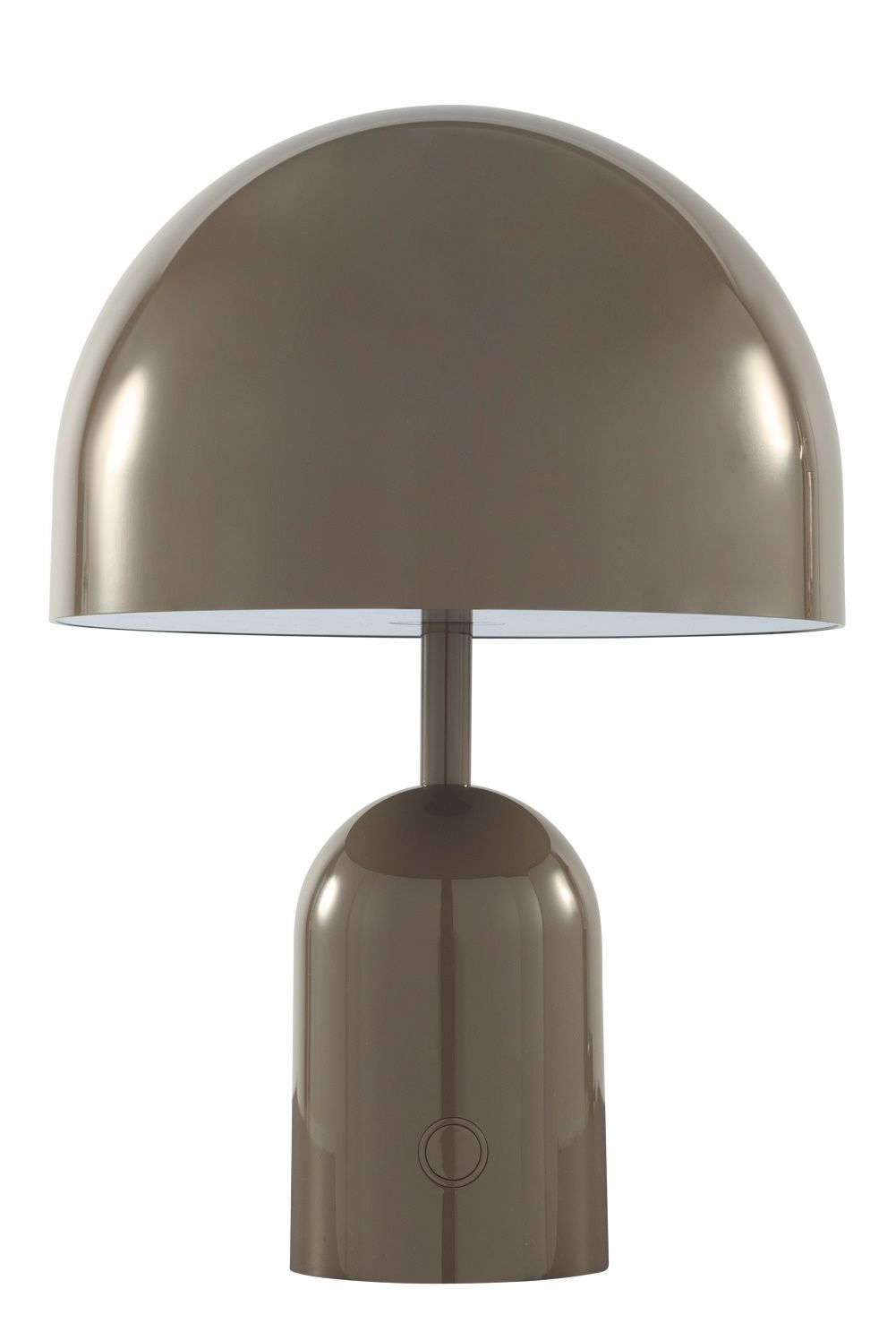 Bell Portable LED Table lamp Rechargeable lamp / Table lamp Tom Dixon Taupe Nahaufnahme der Bell Portable LED Tischleuchte von Tom Dixon in Taupe.