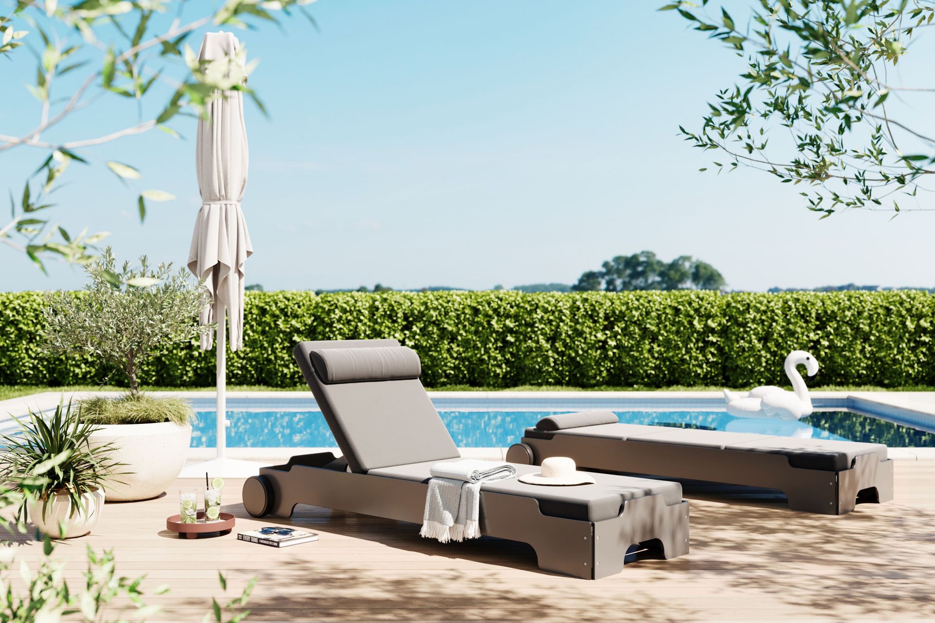 Solara Headrest with Velcro Fastener for Stacking Lounger Outdoor Müller Möbelwerkstätten
