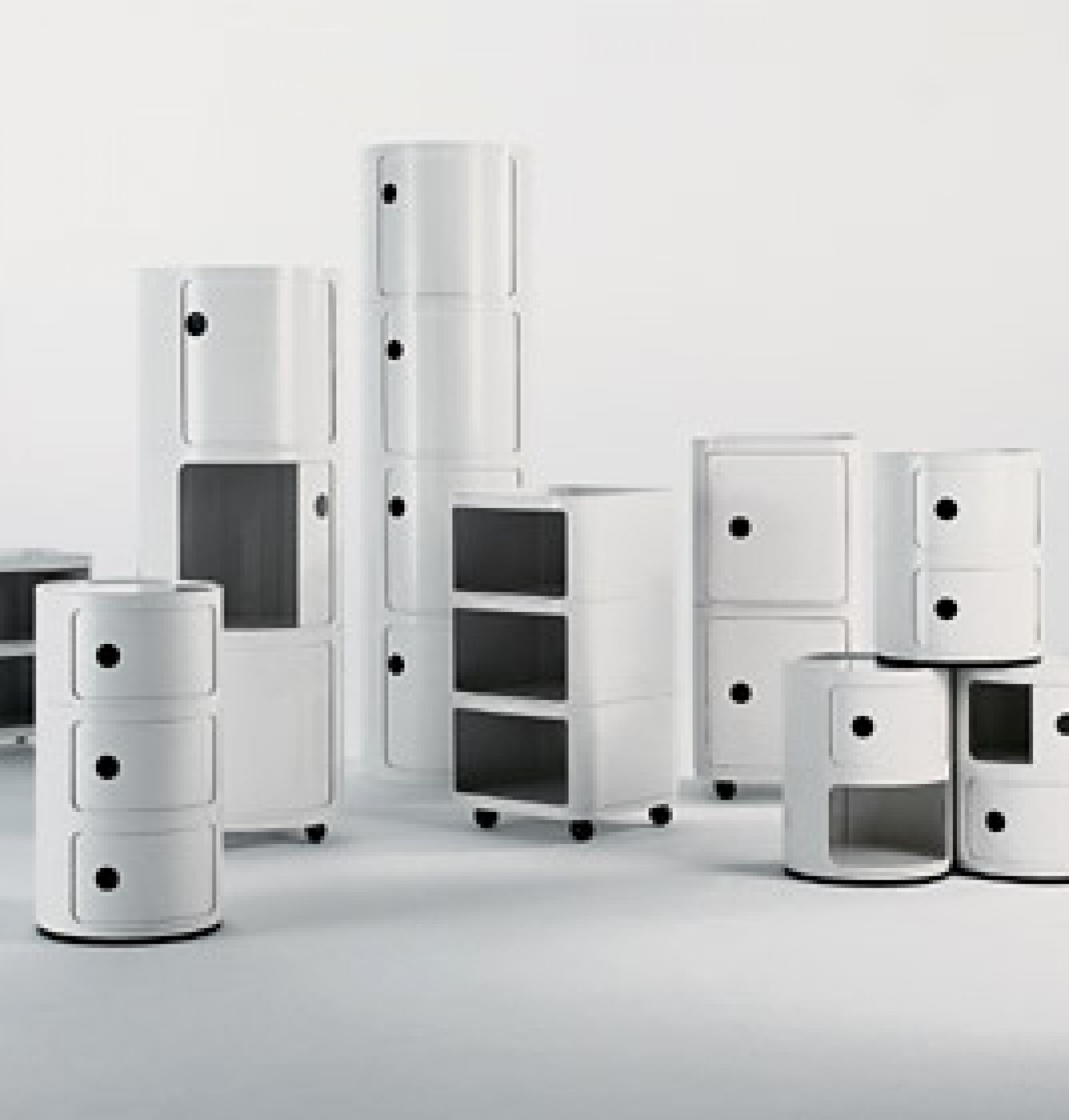 Componibili 4953 - low round element WHITE Kartell SINGLE PIECES
