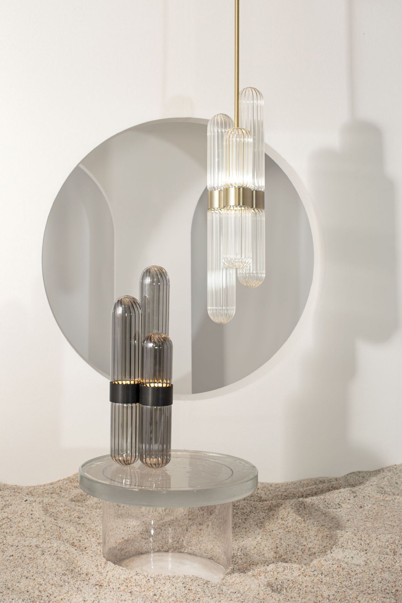 Cactus floor lamp small Transparent/ black with fixed LED 1600lm Pulpo
