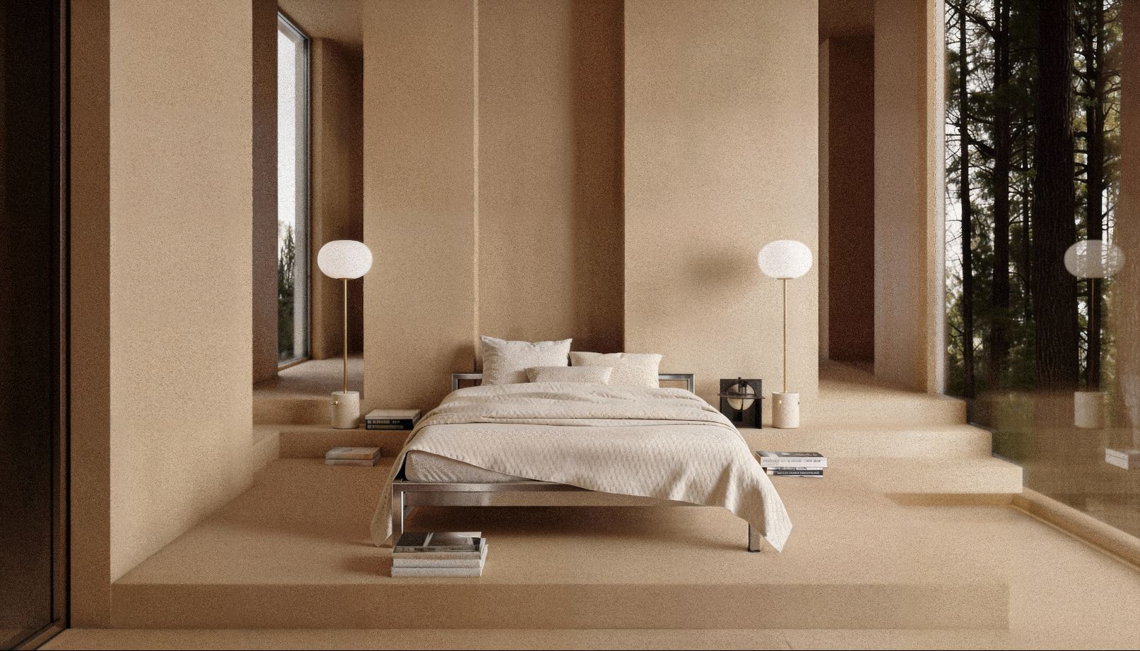 Pure stainless steel bed H 666 VA 160 x 200 cm Hans Hansen