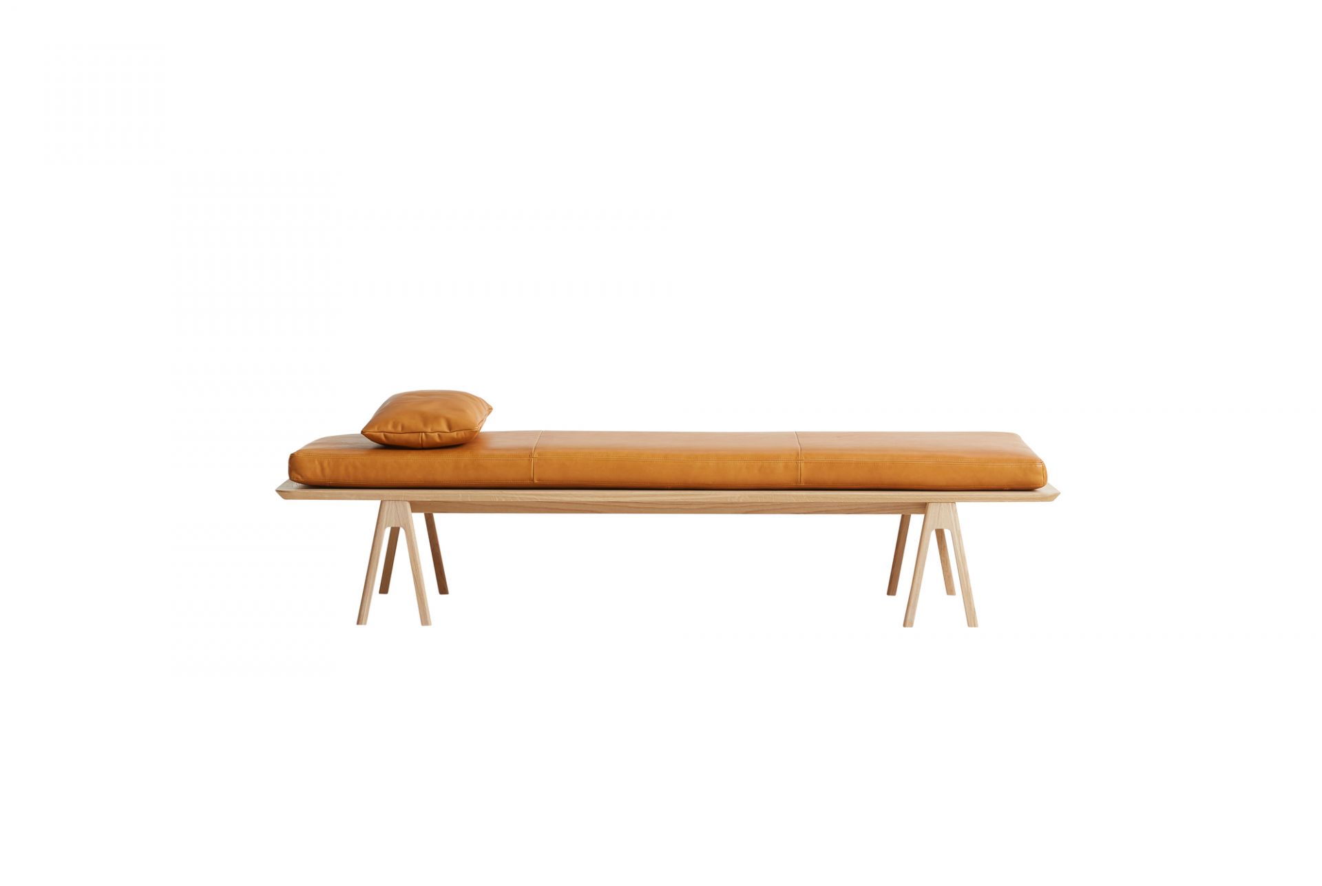 Level Daybed Pillow Sofa Cushions Cognac Leather Woud