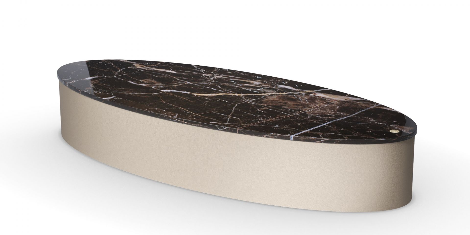 Cerro Coffee Table Saint Laurent Marble and Taupe Leather Mansi London