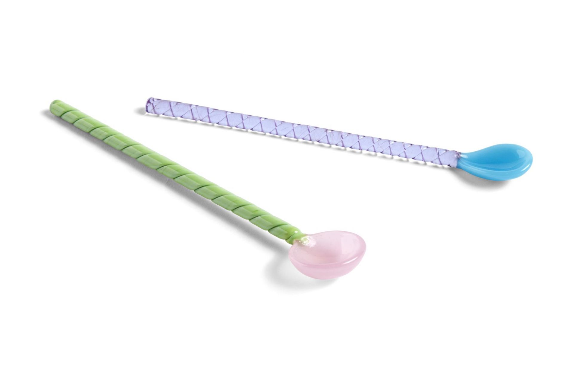 Twist Glass Spoons Turquoise & light pink Hay SINGLE PIECES