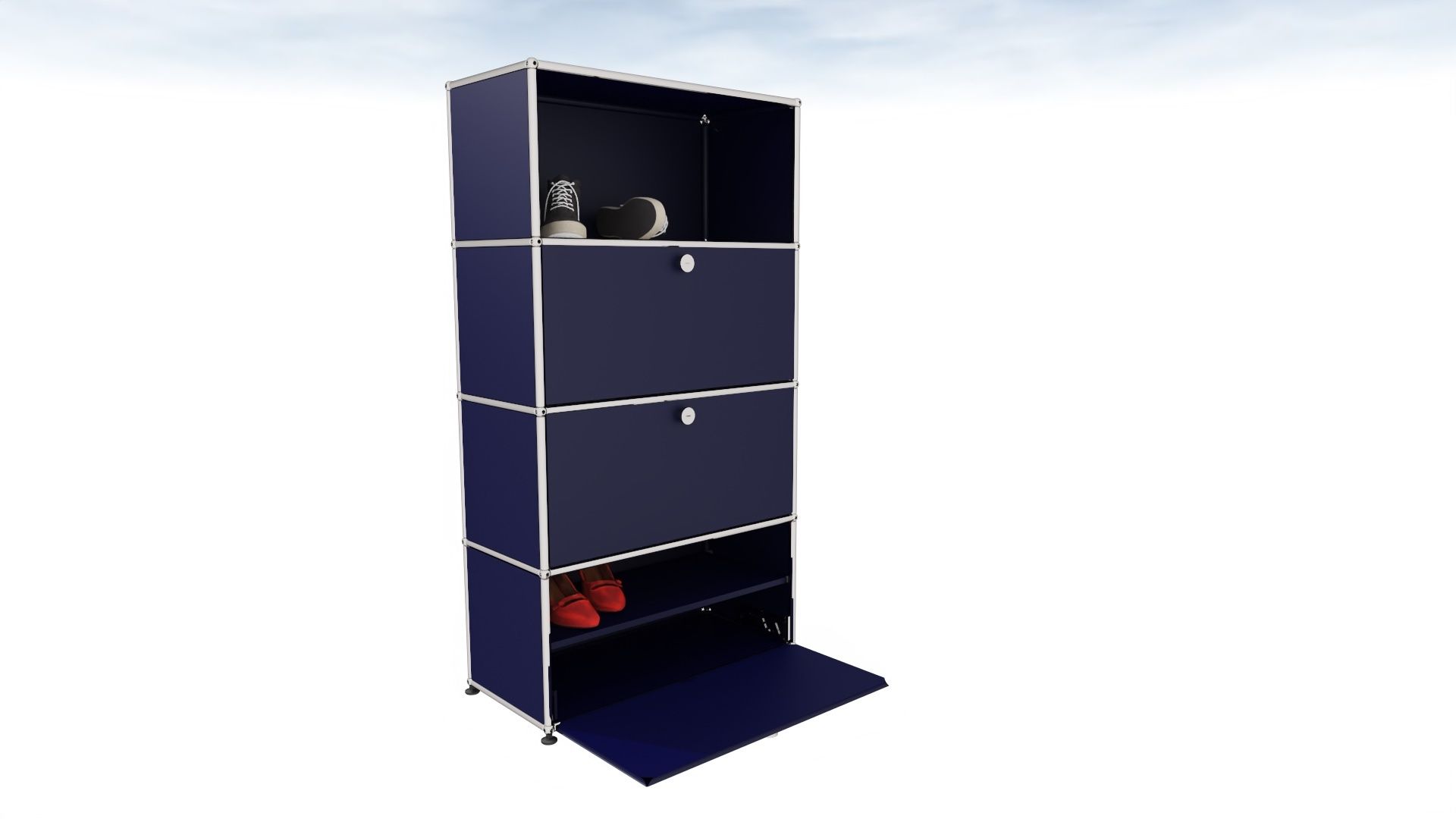 USM Haller shoe cabinet with door steel blue