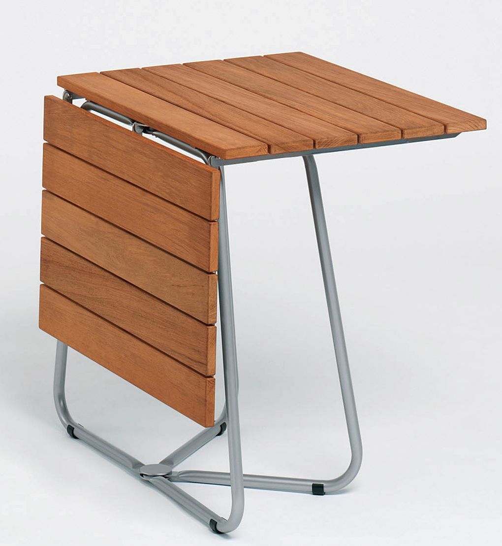 Balcony Folding Table Stainless Steel Frame Teak Weishäupl