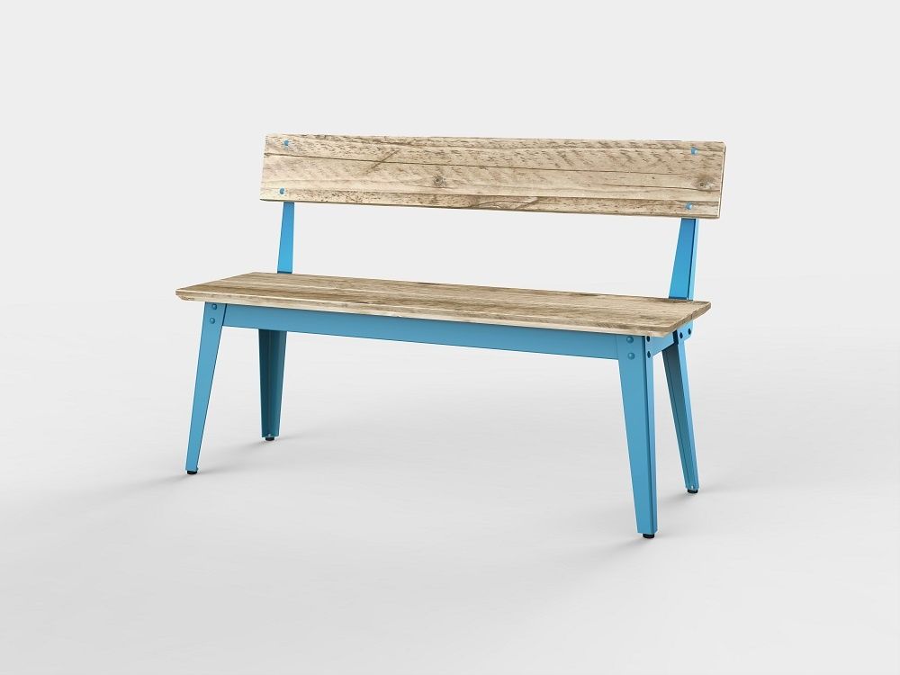 6Grad Outdoor bench with Backrest 185 cm Jan Cray Light blue raw lumber