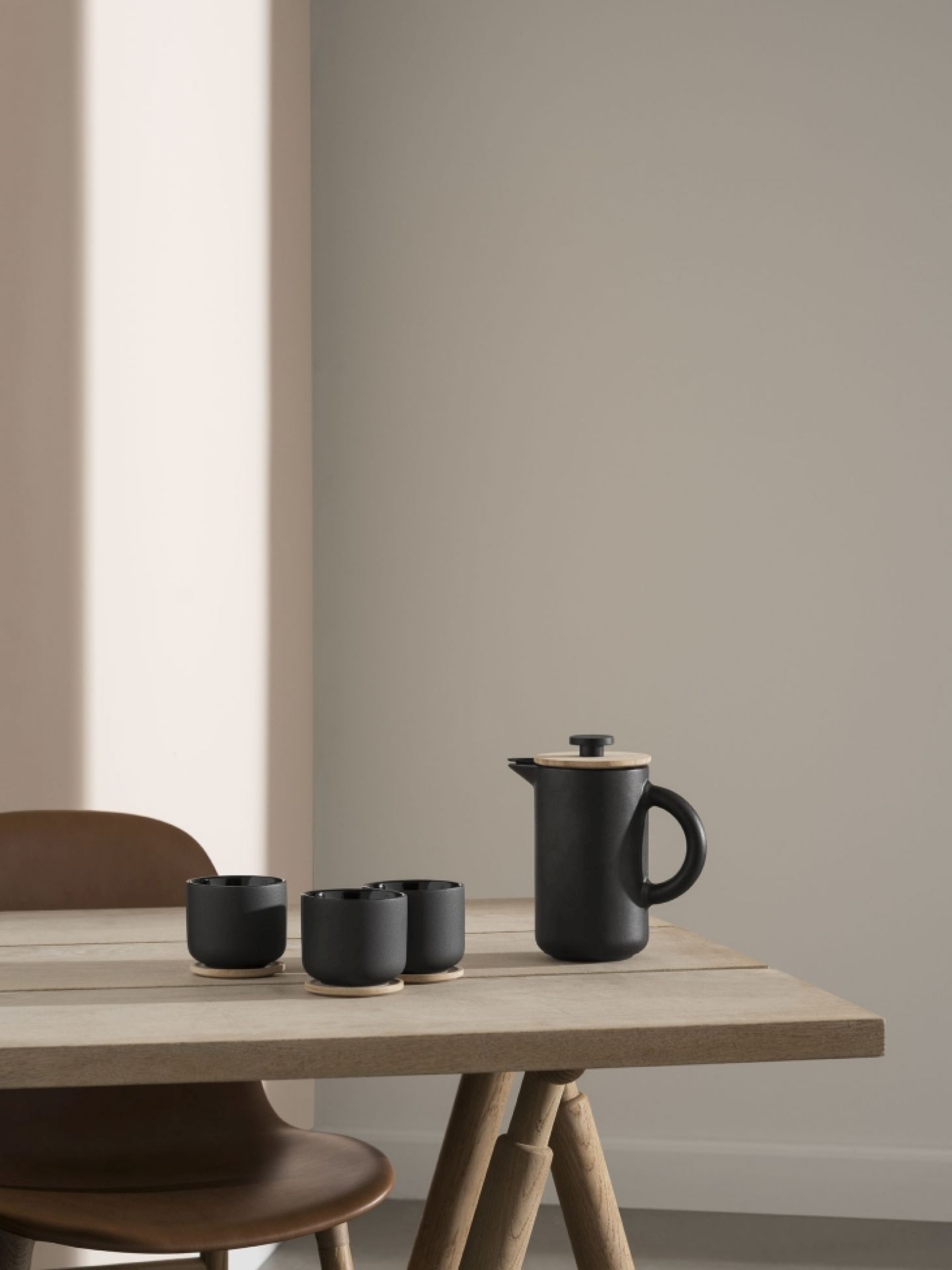 Theo Tea Mug with Coaster Black Stelton SINGLE PIECES
