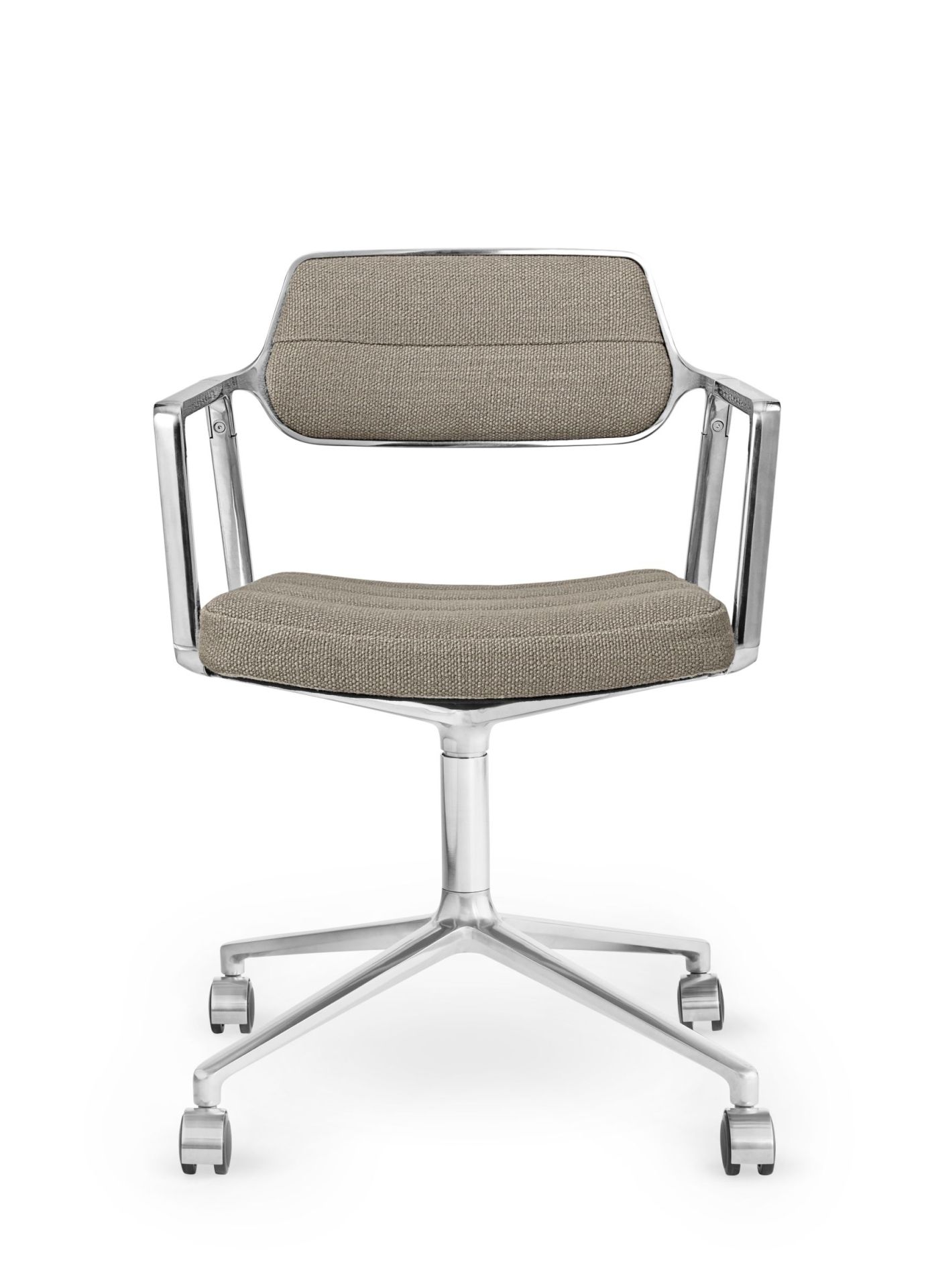 Vipp 453 / Vipp453 Swivel Chair DARK SAND TEXTILE / POLISHED ALUMINUM FRAME WITH CASTERS Vipp SINGLE PIECES