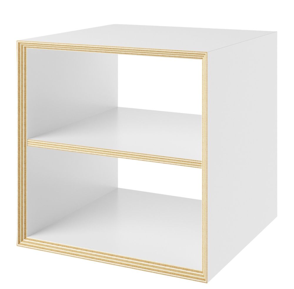Vertiko Dice side table / bedside table or stool WHITE / BIRCH EDGE MULTIPLEX OILED Müller Möbelwerkstätten SINGLE PIECES