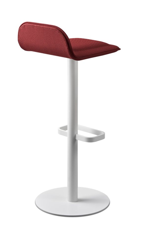 Dave Bar Stool White with Seat Cushion in Wine Red Moree
