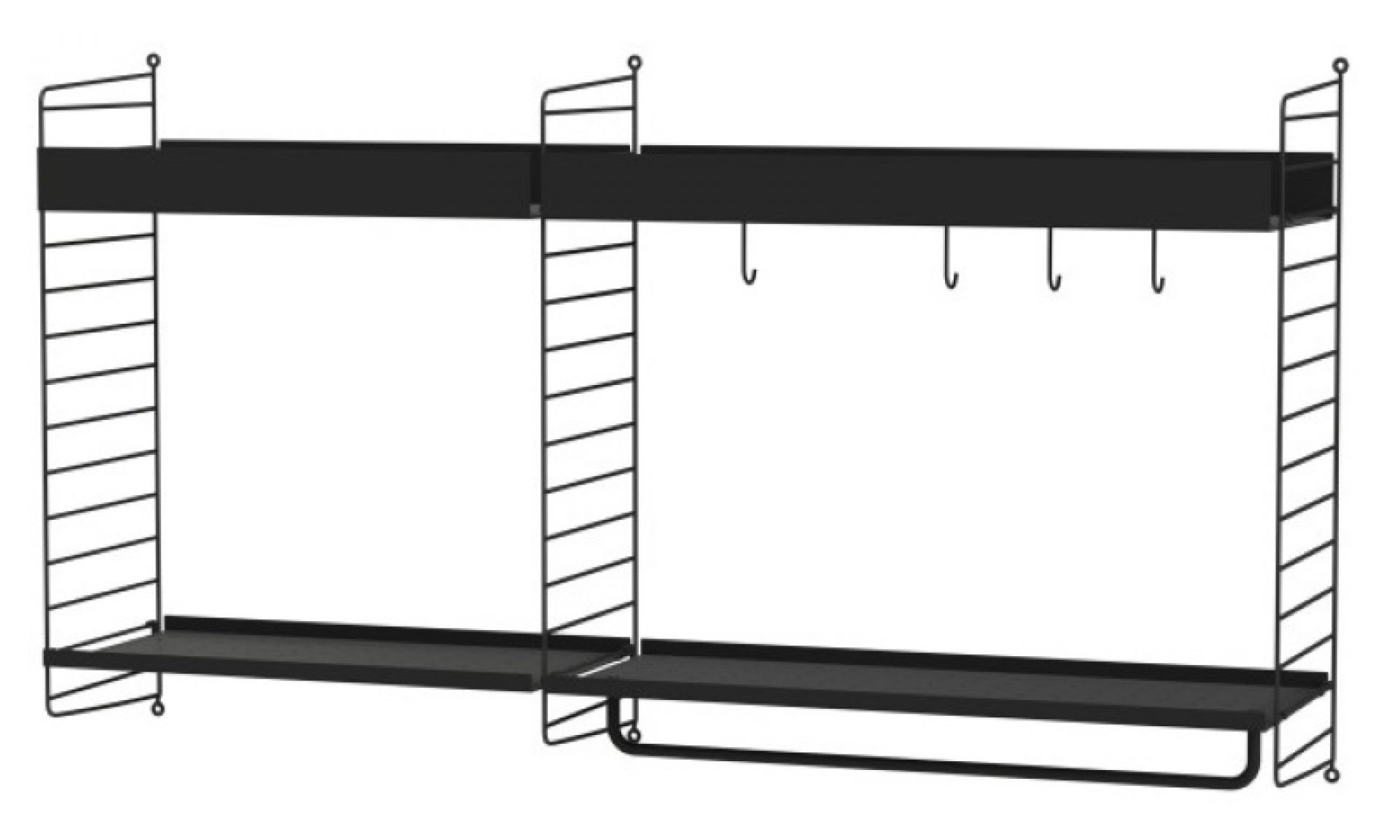 String  Kitchen Wall Shelf System A String Furniture Black - Black 
