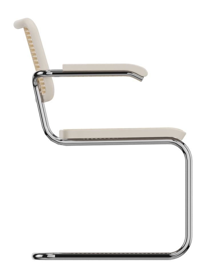 S 64 V tubular steel classic cantilever chair CHROME / BEECH WHITE GLAZED Thonet SINGLE PIECES