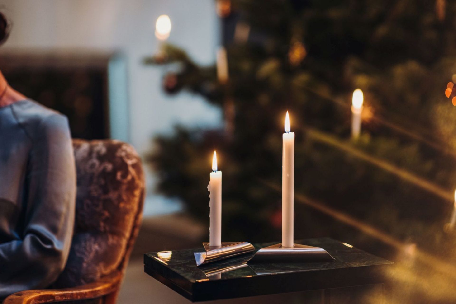 Square Candle candlestick set of 4 silver Höfats SINGLE PIECES