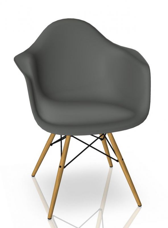 Eames Plastic Arm Chair DAW Chair Vitra Maple yellowish - Granite grey