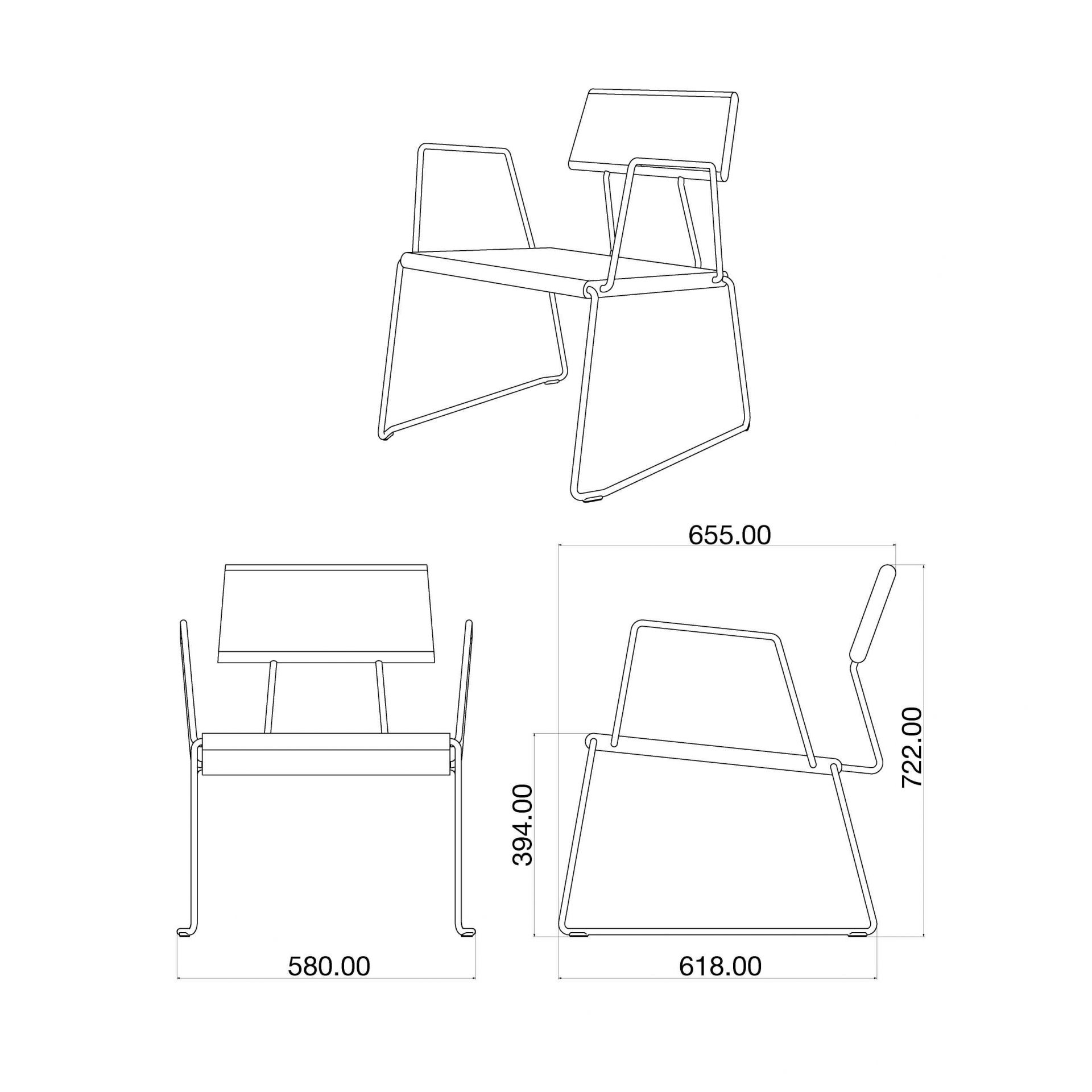 D:008 Lounge Chair with Armrests Ultraviolet Fuchs & Habicht