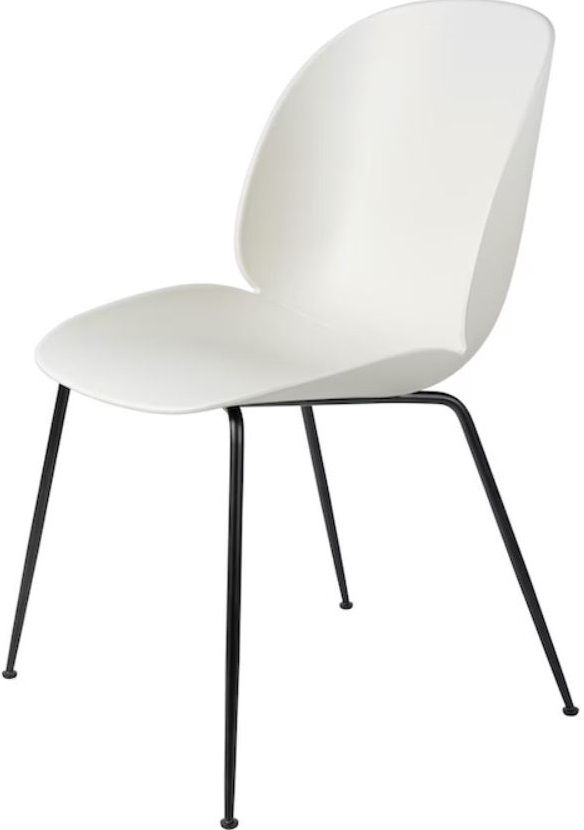 Beetle Chair Dining Chair Unupholstered Alabaster White Conic Base Black Gubi